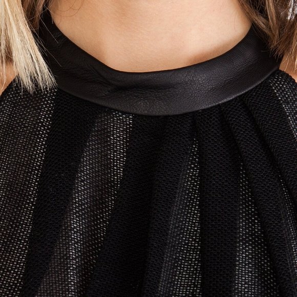 Tibi New York BNWT | Size 8 | Designer Leather Collar Mini Dress Lined - Picture 6 of 12